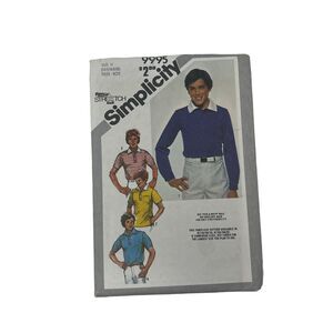 Vintage 80's Simplicity 9995 Teen Boys Polo Shirt UNCUT Sewing Pattern Sz‎ 14-18